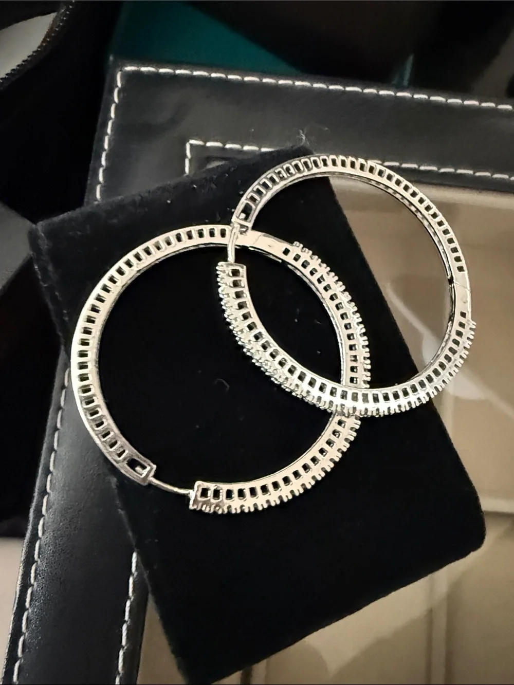 Silver Crystal Hoop Earrings - Women's Jewelry